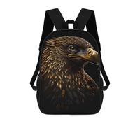 sinyumoney Eagle Black Gold Children's Backpack, 17 Inch 3D Printed School Backpack, Backpack Cartoon Adjustable School Bag for Primary School