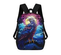 sinyumoney Eagle Colorful Staind Gl Children's School Backpack 3D Printed for Kids Travel Rucksacks Book Bags Kids School Bag 17inch
