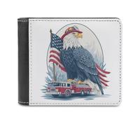 sinyumoney Eagle Firefighter Emblem 3D Print Men's Wallet Card Slots Coin Leather RFID Banknote Compartments Wallets Youth Guys 11.7cm*9.5cm