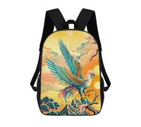 sinyumoney Eagle in Chinese Style Artwork Children's Backpack, 17 Inch 3D Printed School Backpack, Backpack Cartoon Adjustable School Bag for Primary School