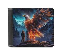 sinyumoney Eagle in Flames 3D Print PU Leather Men's Wallet Credit Cards Coins RFID Blocking Stylish Banknote Compartments Purse Youth Guys 11.7cm*9.5cm