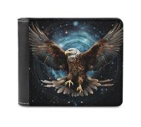 sinyumoney Eagle in Space-1 3D Print PUMen's Leather Wallet Safe Protection Card Fashion Slim Leather Wallet Youth Guys 11.7cm*9.5cm