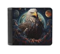 sinyumoney Eagle in Space-2 3D Print PU Men's Leather Wallet Safe Protection Card RFID Blocking Leather Wallet 11.7cm*9.5cm