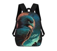 sinyumoney Eagle Moonlit Majesty Kids School Backpack School Bag 3D Printed School Bag for Boys Elementary And Middle School Students 17inch