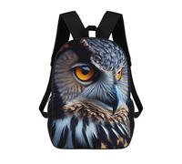 sinyumoney Eagle Owl Close-Up 3D Printed Children's School Backpack for Kids Travel Rucksacks Book Bags Kids School Bag 17inch