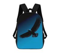 sinyumoney Eagle Silhouette - Soaring Freedom on Blue 3D Printed School Backpack Casual Children's Backpacks 3D Printed School Bag for Boys Elementary And Middle 17inch