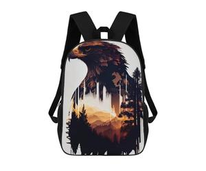 sinyumoney Eagle Silhouette with Forest Landscape Backpack for Boys Teen Students, Girls Rucksack Bags Toddler Elementary Middle School Bookbag 17inch