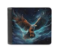 sinyumoney Eagle Soaring in The Night Sky 3D Print Men's Wallet Holds Bills Credit RFID Blocking Stylish Banknote Compartments Fashion Slim Wallets 11.7cm*9.5cm