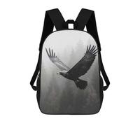 sinyumoney Eagle Soaring through Misty Forest 17 Inch Backpacks Kids Schoolbag,3D Printed Elementary And Middle School Students Backpacks for Boys Girls