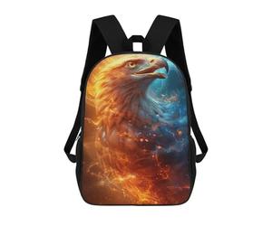 sinyumoney Eagle Spirit Fire Art Backpack School Bag Lightweight Casual Daypack School Backpacks for School/Work/Travel 17inch
