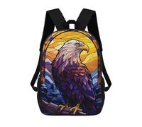 sinyumoney Eagle Stained Glass Children's Backpack, 3D Printed School Backpack, Backpack for Boys Girls, Adjustable School Bag for Primary School 17inch