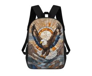 sinyumoney Eagle Stained Glass School Backpack Water Resistant Travel Backpack Computer Bag for Girls Boys Teenage 17inch