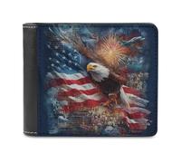 sinyumoney Eagle & Stars 3D Print PU Men's Leather Wallet Safe Protection Card RFID Blocking Leather Wallet 11.7cm*9.5cm