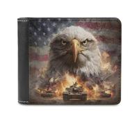 sinyumoney Eagle & Tanks Clash 3D Print Clutch Purse Coin Pocket ID RFID Blocking Banknote Compartments Purse Youth Guys 11.7cm*9.5cm