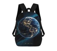 sinyumoney Earth Night in Space Backpack Kids School Backpack School Bag 3D Printed Fashion School Bag for Boys Elementary And Middle School Student 17inch