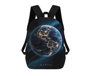 sinyumoney Earth Night in Space Backpack Kids School Backpack School Bag 3D Printed Fashion School Bag for Boys Elementary And Middle School Student 17inch