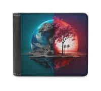 sinyumoney Earth Split Nature Vs. Destruction 3D Print Men's Wallet Credit Card Holder Slots Note Section Modern Style Wallets for Boys Girls 11.7cm*9.5cm