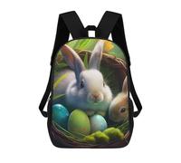 sinyumoney Easter Basket with Bunnies Kids Backpack,School Backpack Kids School Bag 3D Printed Cartoon Large Capacity Backpack for Kids Boys And Girls 17inch