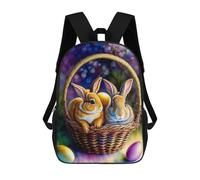sinyumoney Easter Basket with Bunnies Rucksack Water Resistant School Bag Business Backpack for Boys/Girls/Teenagers 17inch