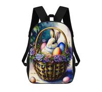 sinyumoney Easter Basket with Bunny 3D Printed Children's 17 Inch Backpacks 3D Printed Casual School Bag for Boys Elementary And Middle