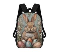 sinyumoney Easter Bunny Art Nouveau 3D Printed Children's School Backpack for Kids High Capacity Travel Rucksacks Book Bags Kids School Bag Back Pack 17inch
