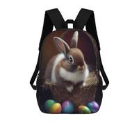 sinyumoney Easter Bunny Basket School Bag Bookbag 3D Printed Children's Backpacks for Kids Boy Girl Book Bags Kids School Bag Travel Rucksacks 17inch
