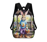 sinyumoney Easter Bunny Egg Basket Set 3D Printed 17 Inch School Backpack Casual Children's Backpacks 3D Printed for Boys Elementary And Middle