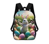 sinyumoney Easter Bunny Egg Hunt Scene 3D Printed Children's School Backpack for Kids High Capacity Travel Rucksacks 17 Inch Book Bags Kids