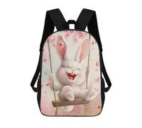 sinyumoney Easter Bunny On A Swing 3D Printed 17inch School Bag Children's School Backpack Travel Backpacks Casual Fashion Bag for Kids School Students
