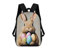 sinyumoney Easter Bunny Portrait Kids Backpack Girls 3D School Bags, Children's Rucksack Toddler Schoolbag,Casual Daypacks Fashion Bookbag Bag 17inch