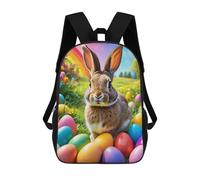 sinyumoney Easter Bunny with Colorful Eggs Children's 17 Inch School Backpack 3D Printed Cool Knapsack for Kids Travel Rucksacks Book Bags Kids School Bag