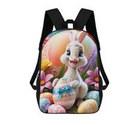 sinyumoney Easter Bunny with Decorated Eggs Backpack School Lightweight Casual Daypack School Backpacks for School/Work/Travel 17inch