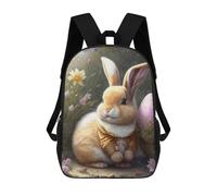 sinyumoney Easter Bunny with Egg Basket School Bags Lightweight Airport College Students Back Pack for Camping Outdoor Adventures And Daily Travel 17inch