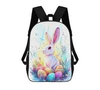 sinyumoney Easter Bunny with Eggs Children's Backpack, 3D Printed School Backpack, Backpack for Boys Girls, Adjustable School Bag for Primary School 17inch