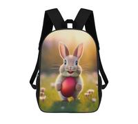sinyumoney Easter Bunny with Red Egg 3D Printed Children's School Backpack for Kids High Capacity Travel Rucksacks 17 Inch Book Bags Kids