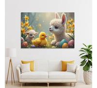 sinyumoney Easter Egg Hunt with Cute Animals Living Room Canvas Wall Art for Bedroom Office Bathroom Decor Hallway Pictures 16x24inch(40x60cm)