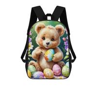 sinyumoney Easter Egg Painting Bear Kids School Backpack 17 Inch School Bag 3D Printed School Bag for Boys Elementary And Middle School Students