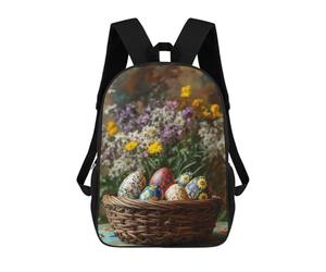 sinyumoney Easter Eggs in Basket Backpacks Kids Student Schoolbag 3D Printed Backpacks Elementary And Middle School Students Backpacks for Boys Girls 17inch