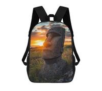 sinyumoney Easter Island Statue Sunset Backpack School Bag Water Resistant School Bag Business Backpack for Boys/Girls/Teenagers 17inch