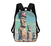 sinyumoney Easter Island Statues Rucksack High Secondary School Bags Casual Backpack for Girls Boys Teenage 17inch