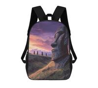 sinyumoney Easter Island Statues Sunset Backpack School Bag High Secondary School Bags Casual Backpack - Perfect for Travel, Work And Daily Use 17inch