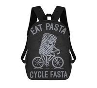 sinyumoney Eat Pasta Cycle Fasta, Funny Cyclist Bicycle School Backpack School Secondary High School College Backpack Travel for Men, Women & Teenage Boys 17inch