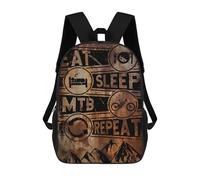 sinyumoney Eat Sleep MTB Repeat Backpack School Bag Secondary Causal Travel High School Bags for School/Work/Travel 17inch