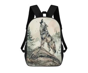 sinyumoney Echoes of The Untamed Wolf Backpacks, Kids Backpack Student School Bag 3D Printed Travel Backpacks Fashion Accessory Backpack Children Waterproof School Bags 17inch