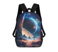sinyumoney Edge Of Planetary Backpack Kids School Backpack School Bag 3D Printed Fashion School Bag for Boys Elementary And Middle School Student 17inch