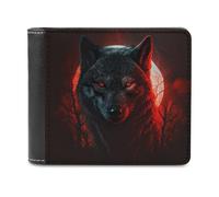 sinyumoney Eerie Wolf Portrait with Full Moon 3D Print Clutch Purse Card Slots Coin Slots Note Section Slim Elegant Leather Wallet Youth Guys 11.7cm*9.5cm