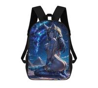 sinyumoney Egyptian Anime Goddess 3D Printed School Bag Children's School Backpack Schoolbags Travel Backpacks Casual Fashion Bag for Kids School Students 17inch