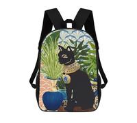 sinyumoney Egyptian Cat with Plants And Vases School Bags Lightweight Airport College Students Back Pack for School/Work/Travel 17inch
