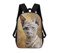 sinyumoney Egyptian Mummy Cat Statue 17inch School Bag 3D Printed Children's School Backpack Casual Fashion Travel Backpacks for Kids School Students