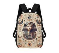 sinyumoney Egyptian Pharaoh Art Print Children's Backpack, 17 Inch 3D Printed School Backpack, Backpack Cartoon Adjustable School Bag for Primary School